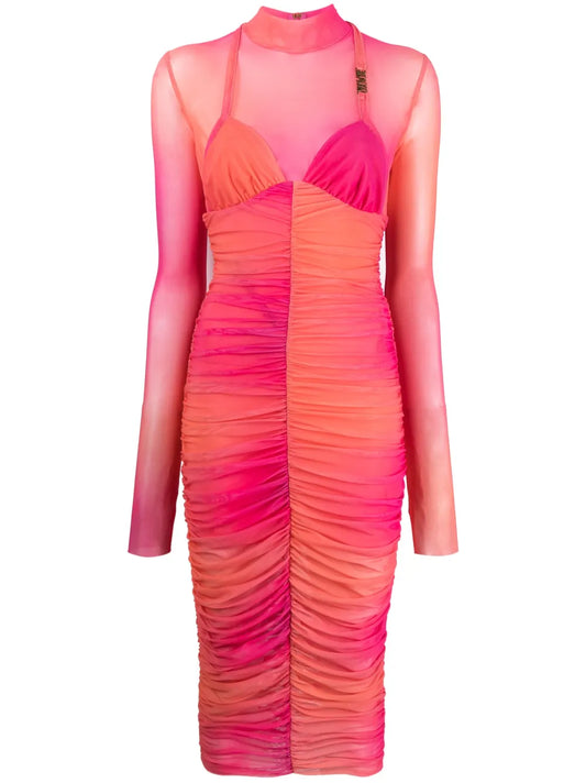 Logo-Plaque Ruched Dress