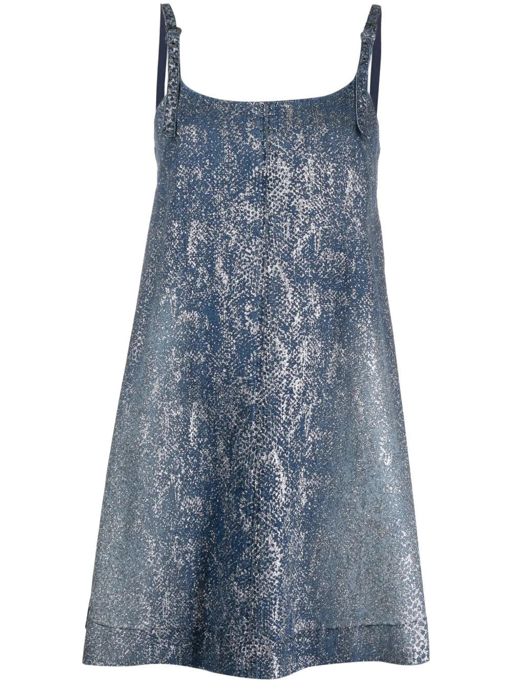 Lamé Shift Denim Dress