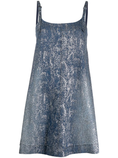 Lamé Shift Denim Dress