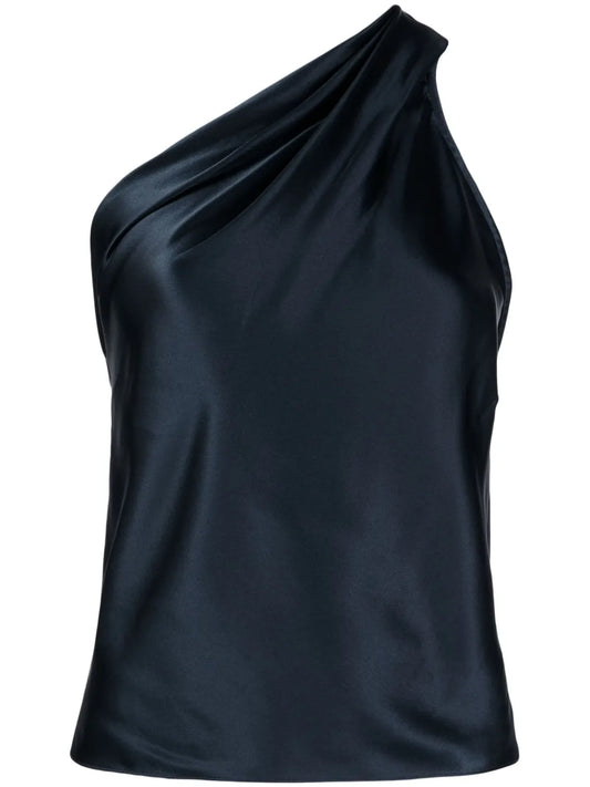 Asymmetric Halterneck Silk Top