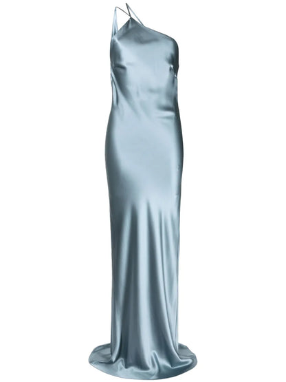 One-Shoulder Bias Silk Gown