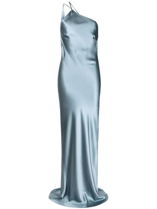 One-Shoulder Bias Silk Gown