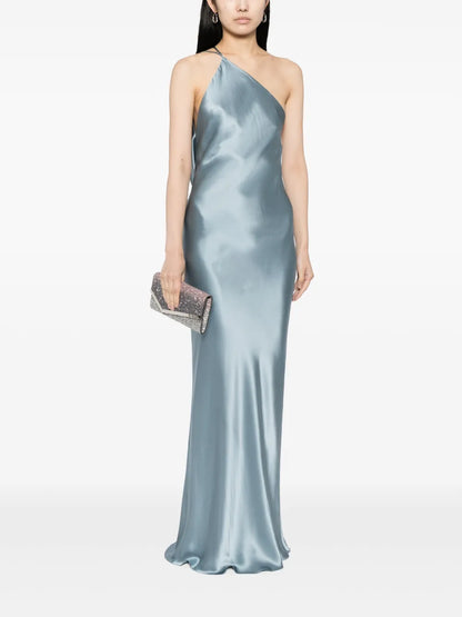 One-Shoulder Bias Silk Gown