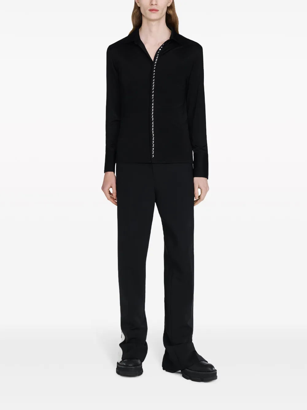 Studded-Placket Shirt