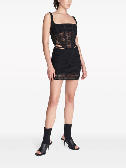 Corset-Style Crochet-Knit Minidress