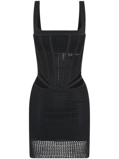 Corset-Style Crochet-Knit Minidress