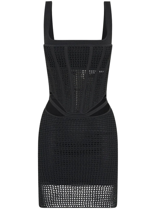 Corset-Style Crochet-Knit Minidress