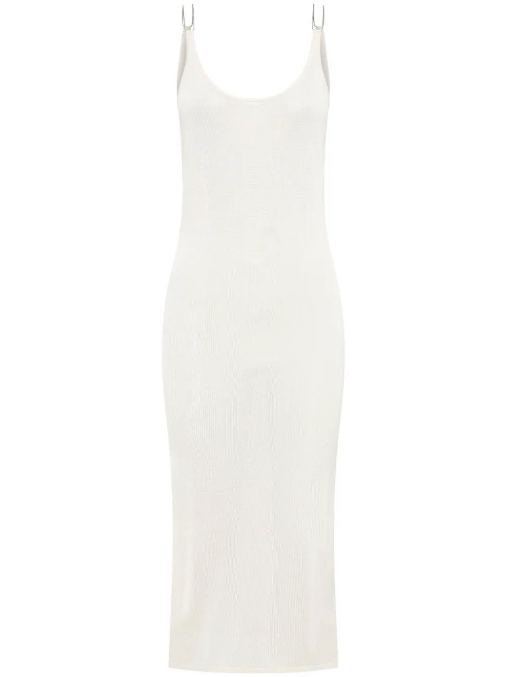 Semi-Sheer Open-Back Midi Dress