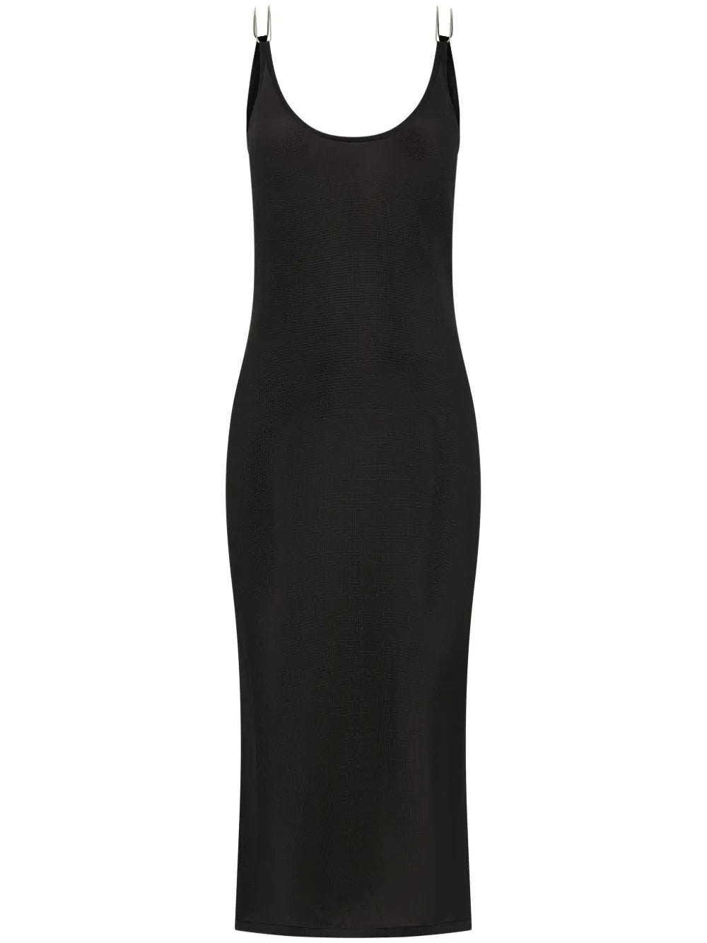 Semi-Sheer Open-Back Midi Dress