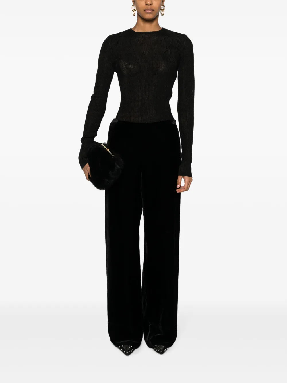 Velvet Wide-Leg Trousers