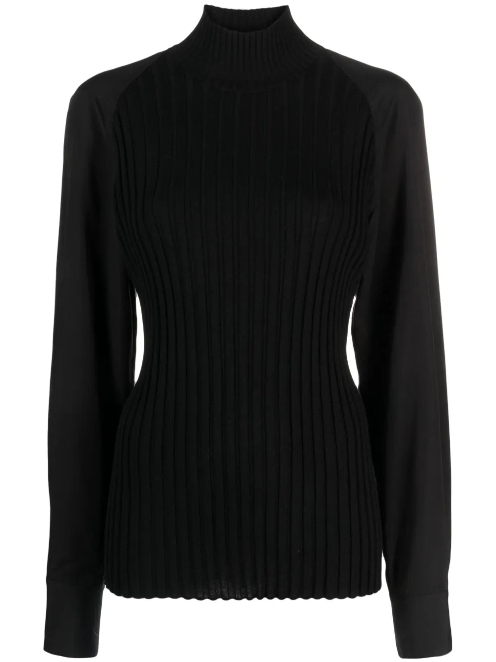 Ribbed-Panelling High-Neck T-Shirt