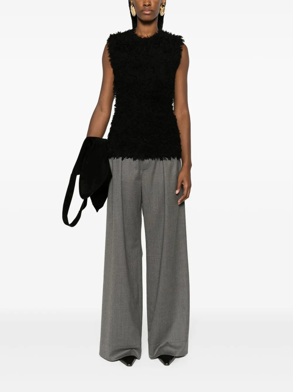 Textured Sleeveless Silk Top