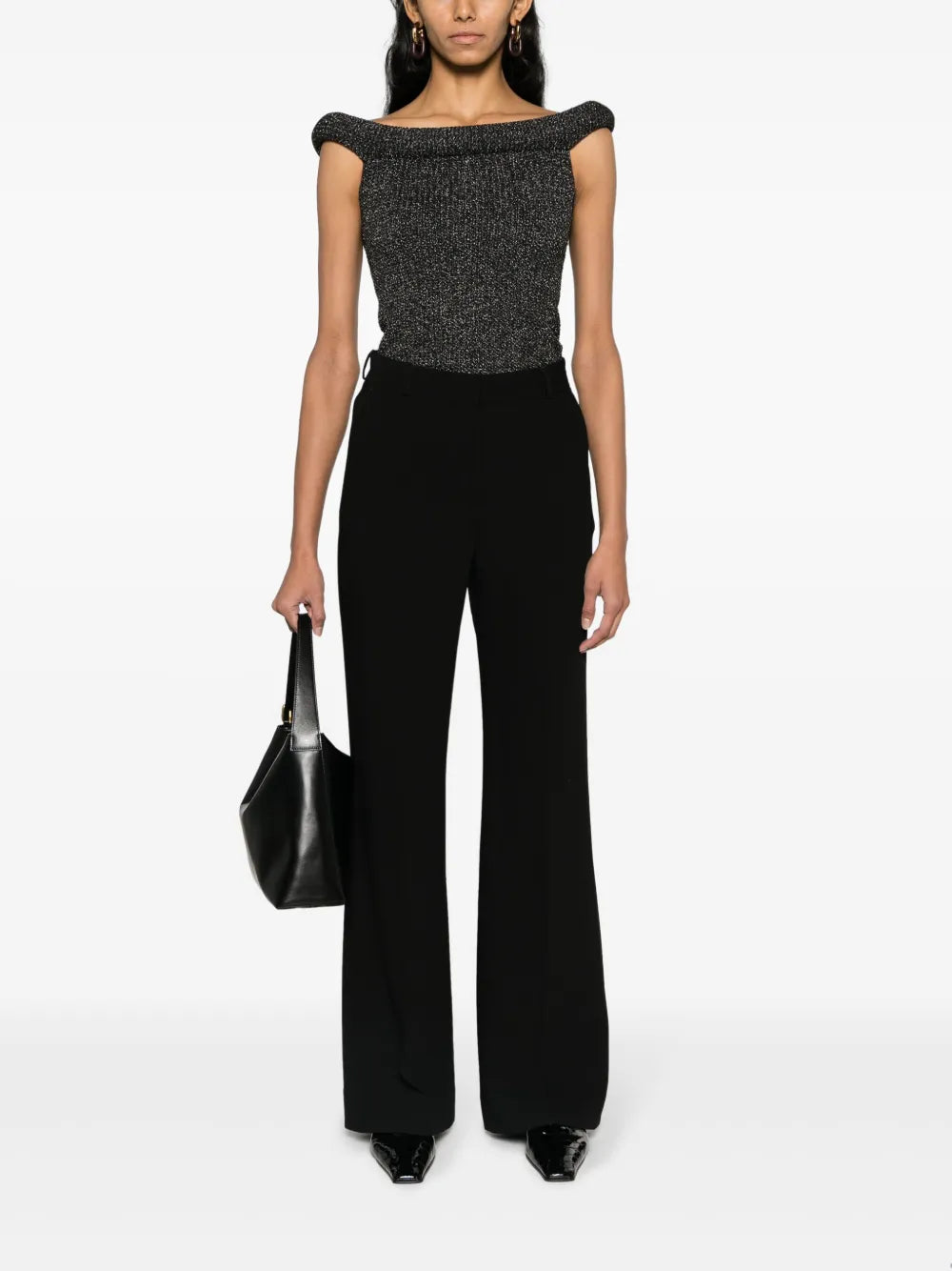 Roll Off-Shoulder Knitted Top