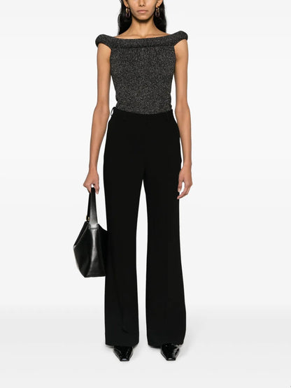 Roll Off-Shoulder Knitted Top