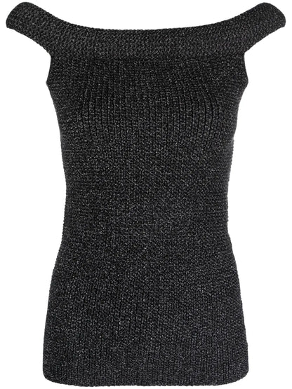 Roll Off-Shoulder Knitted Top