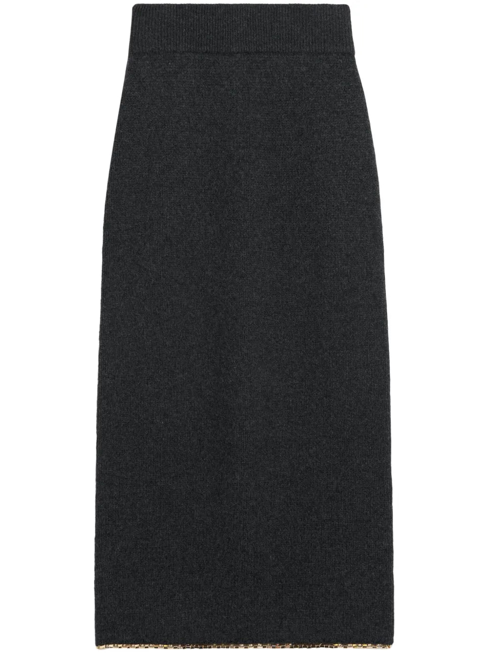Chain-Embellished Knitted Skirt