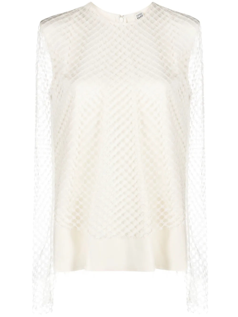 Raw-Cut Mesh-Design Longsleeved Top