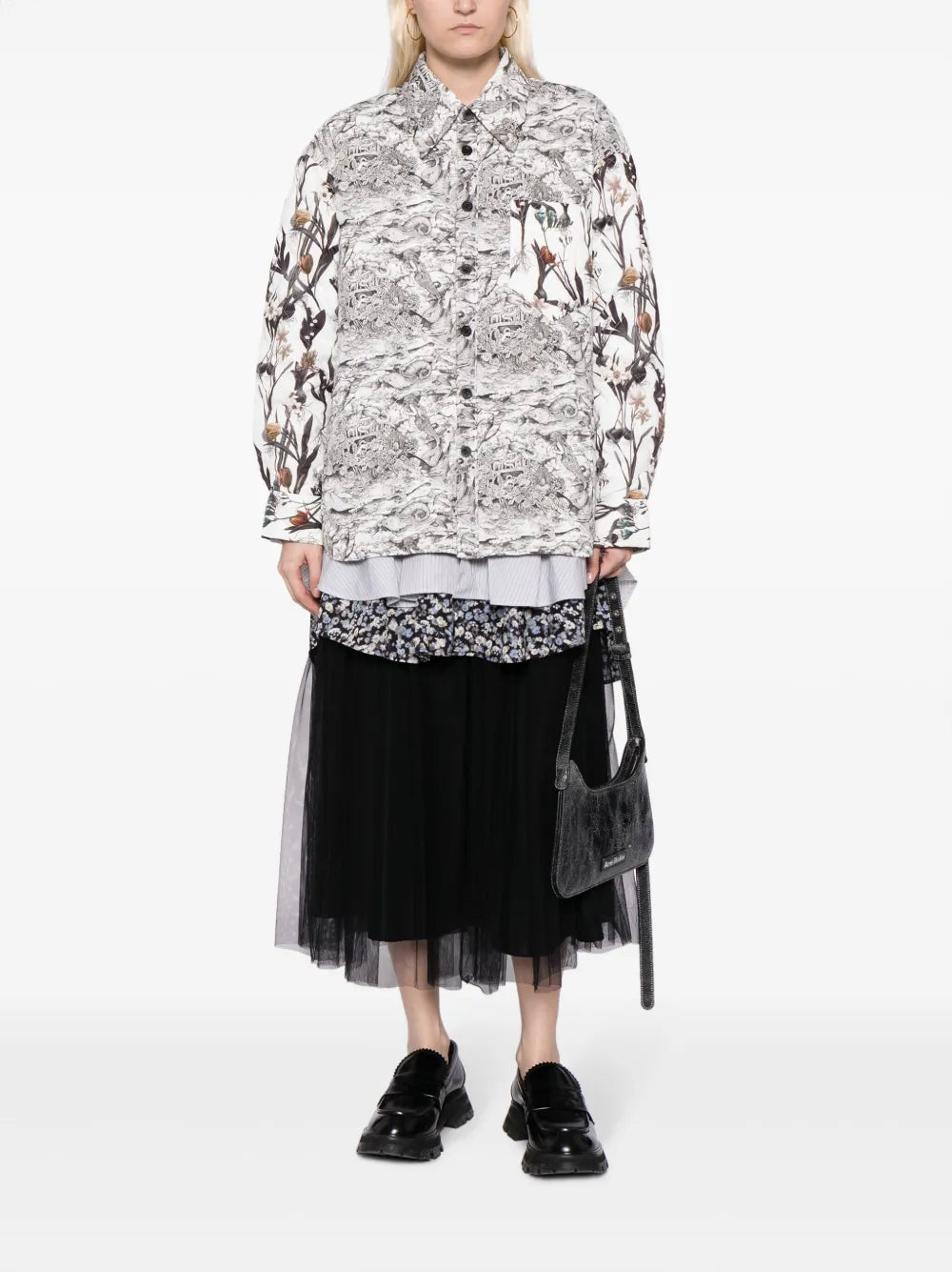 Floral-Print Panelled Jacket