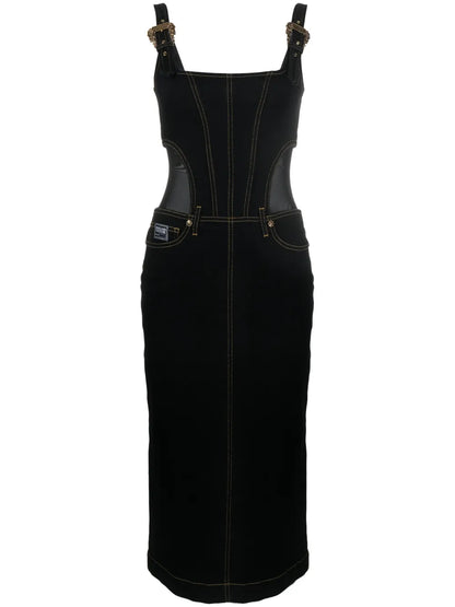 Contrast-Stitching Denim Dress