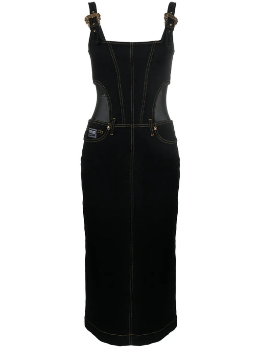 Contrast-Stitching Denim Dress