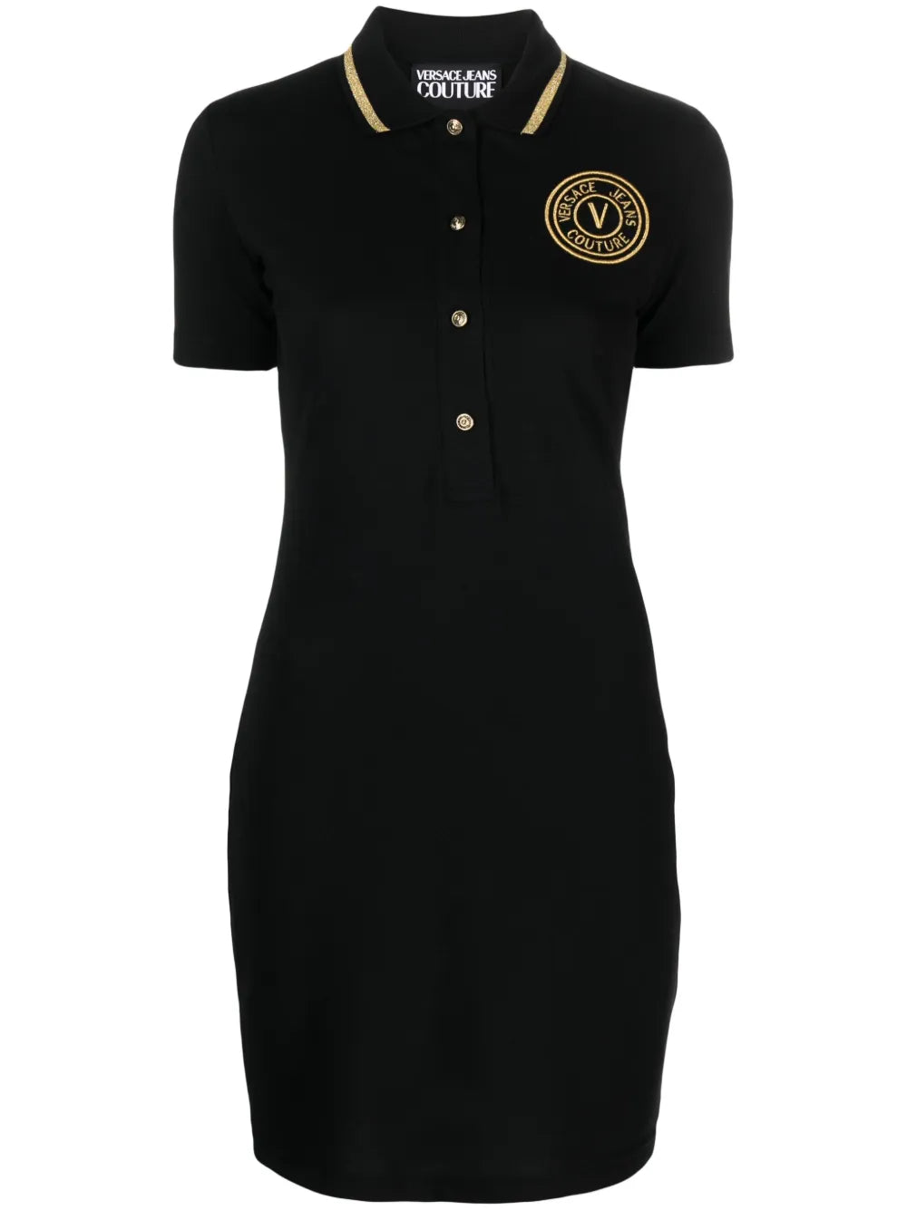 V-Emblem Cotton Polo Minidress