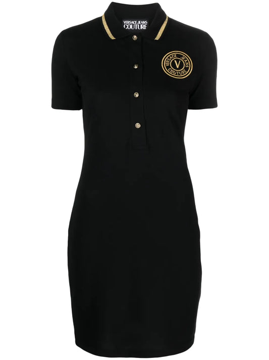 V-Emblem Cotton Polo Minidress