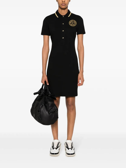 V-Emblem Cotton Polo Minidress