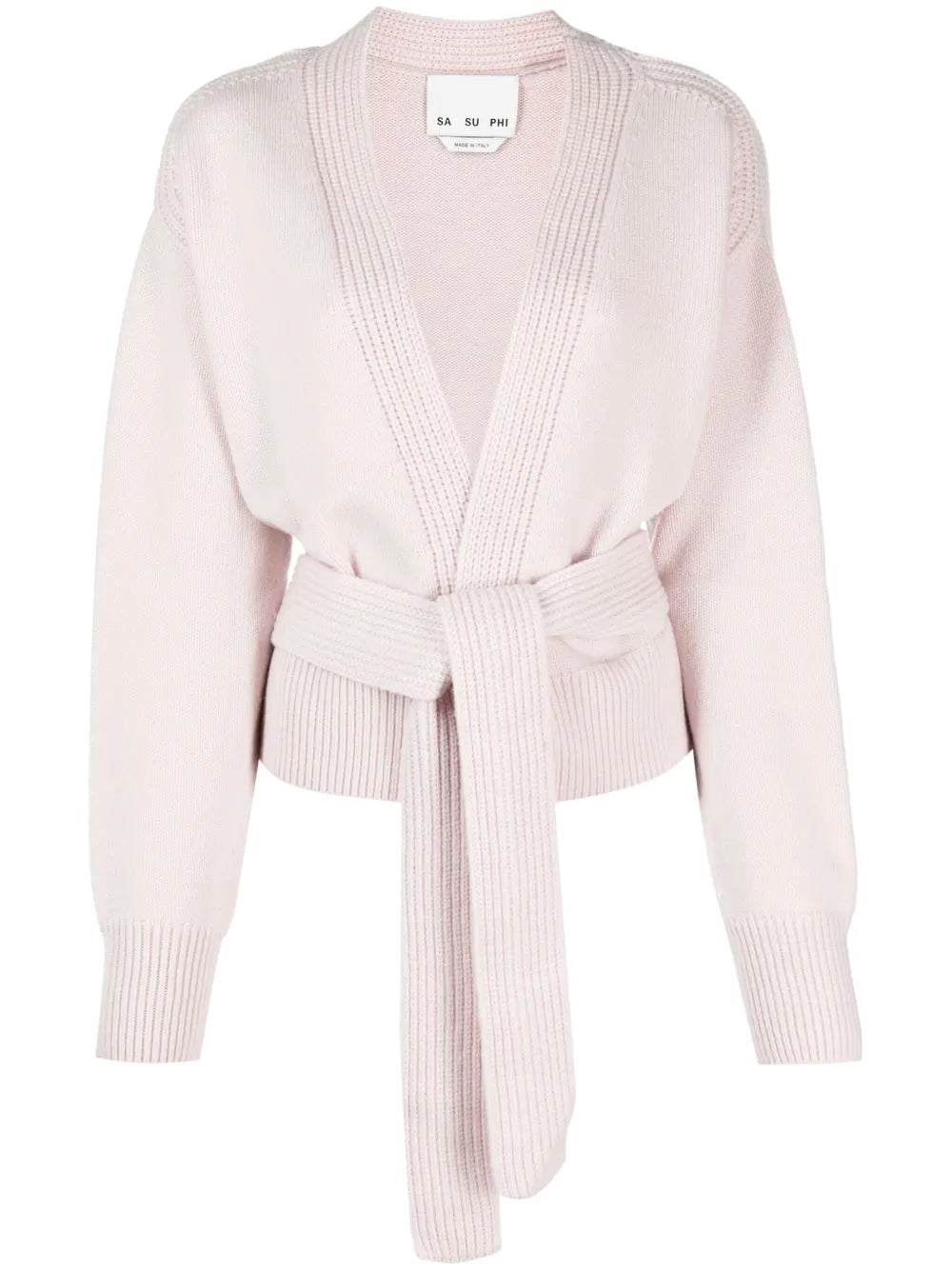 Belted Ribbed-Knit Cardigan