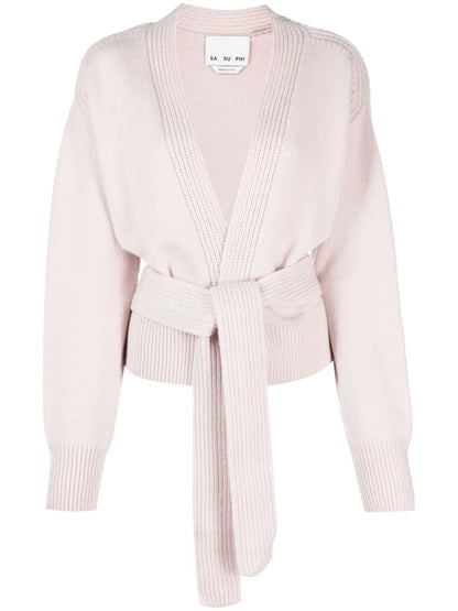 Belted Ribbed-Knit Cardigan