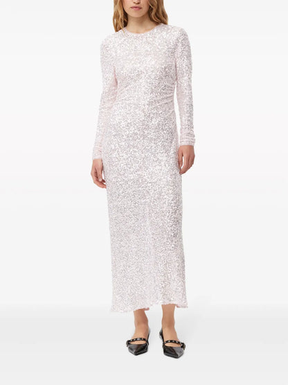 Sequined Long-Sleeve Midi Dress
