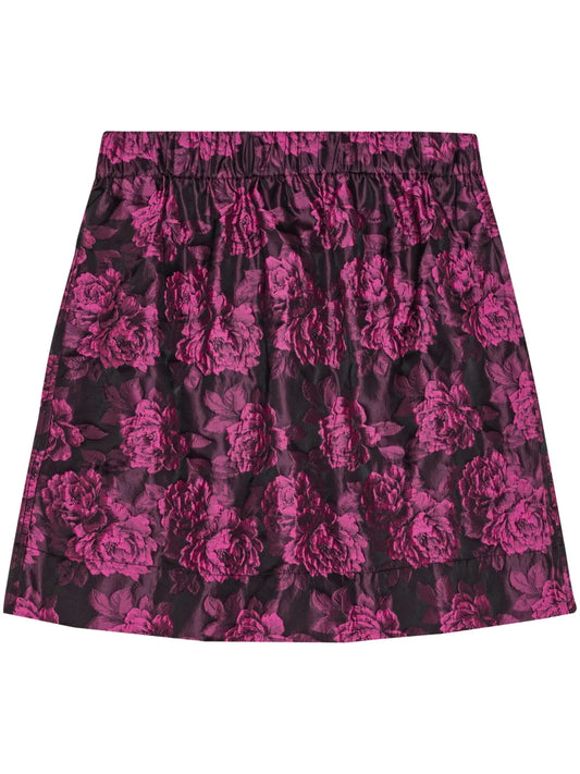 Botanical-Print Jacquard Miniskirt