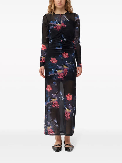 Floral-Print Ruched Maxi Dress