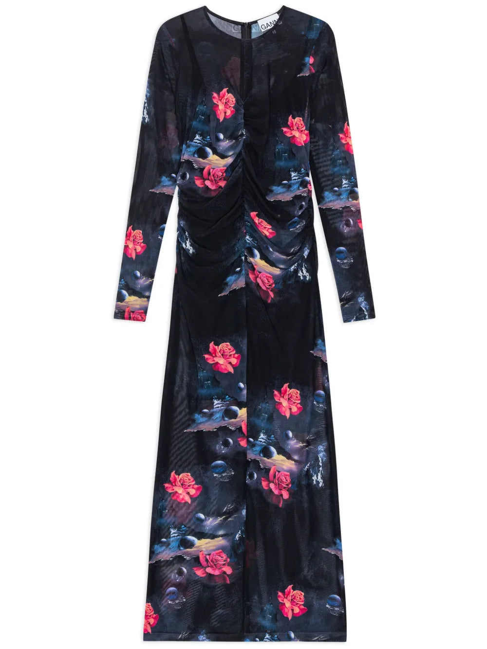 Floral-Print Ruched Maxi Dress