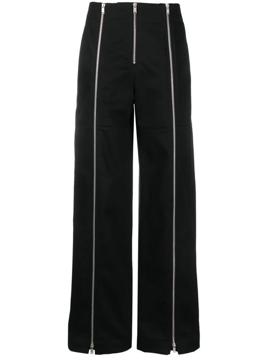Zip-Up Wide-Leg Trousers