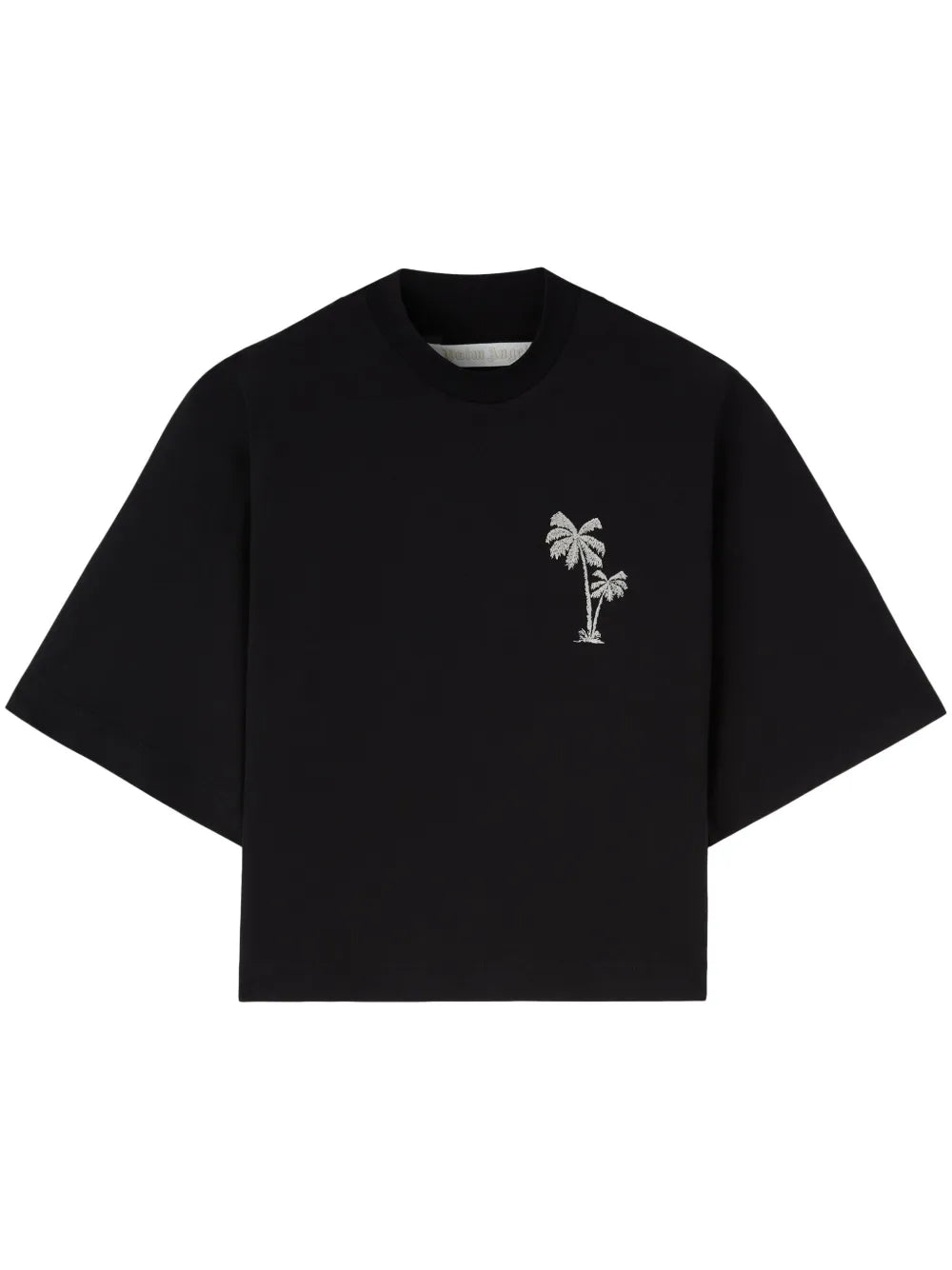 Palm-Embroidery Cropped T-Shirt