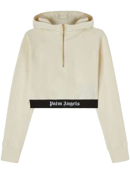Logo-Tape Cropped Hoodie