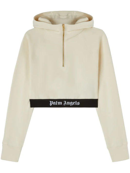 Logo-Tape Cropped Hoodie