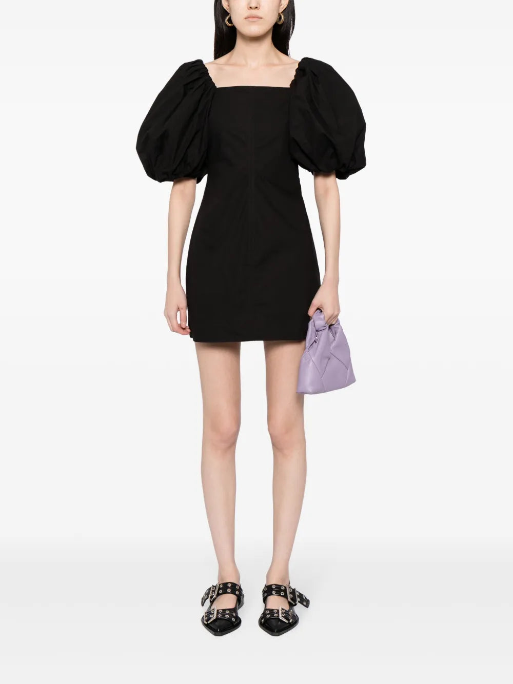 Poplin-Texture Organic-Cotton Minidress