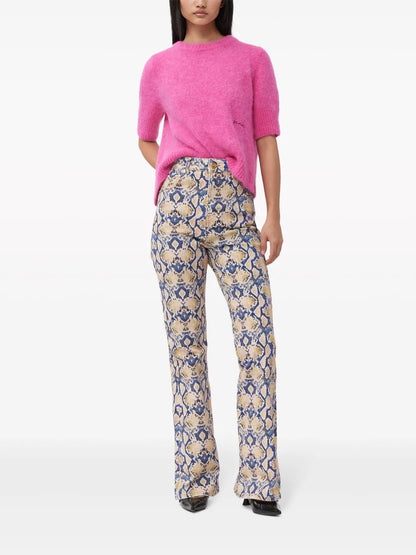 Graphic-Print Straight-Leg Jeans