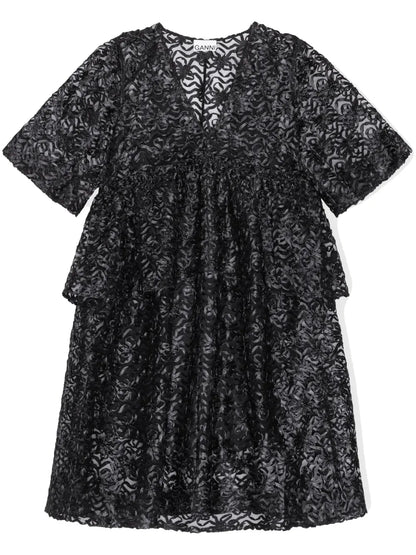 Bow-Pattern Tulle Minidress