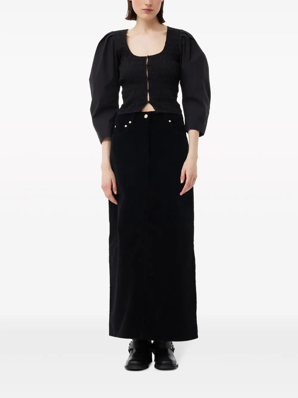 U-Neck Cropped Organic-Cotton Blouse