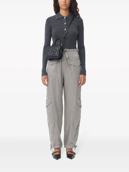 High-Waist Tapered-Leg Trousers