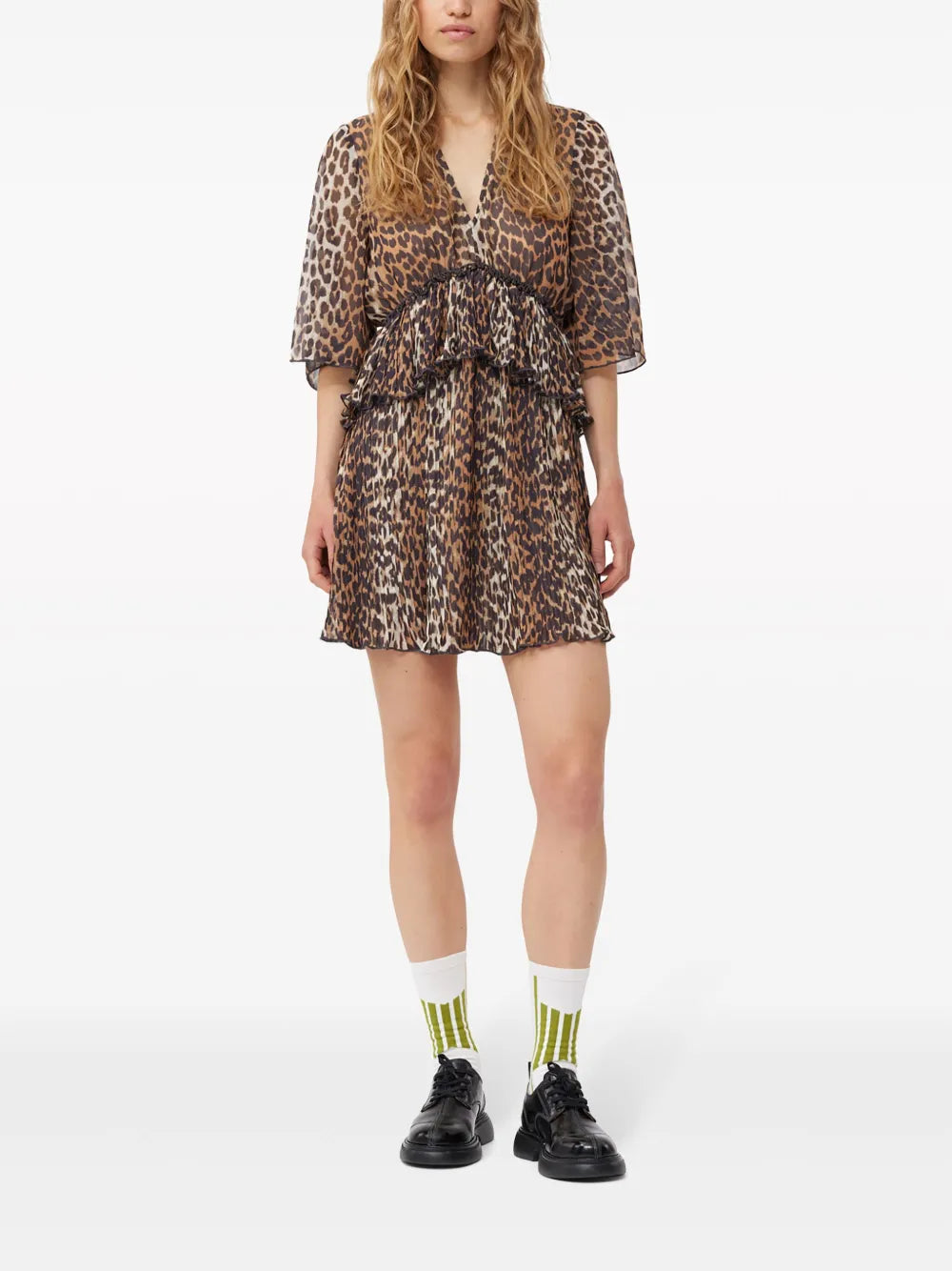 Leopard-Print Georgette Minidress
