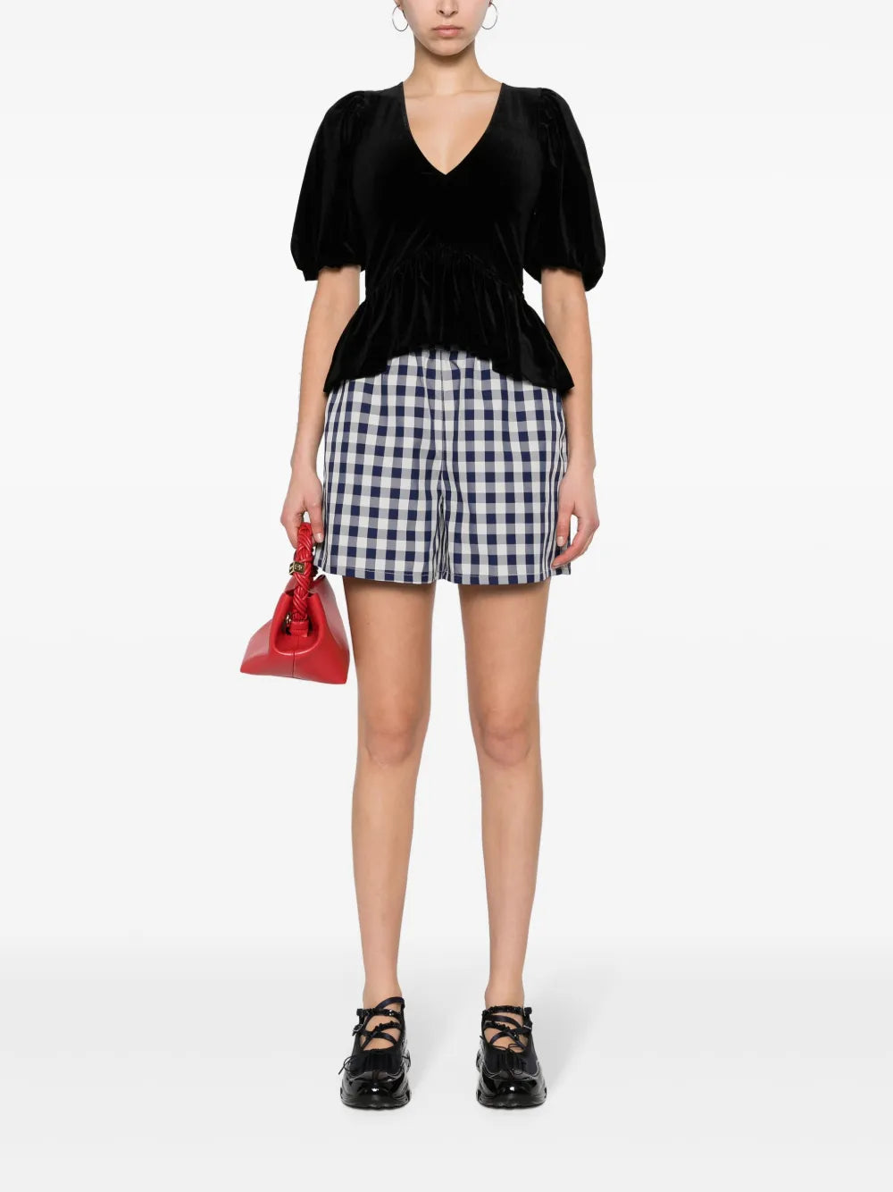 V-Neck Velvet Blouse