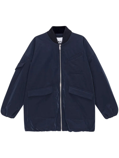 Oversized Multiple-Pocket Bomber Jacket