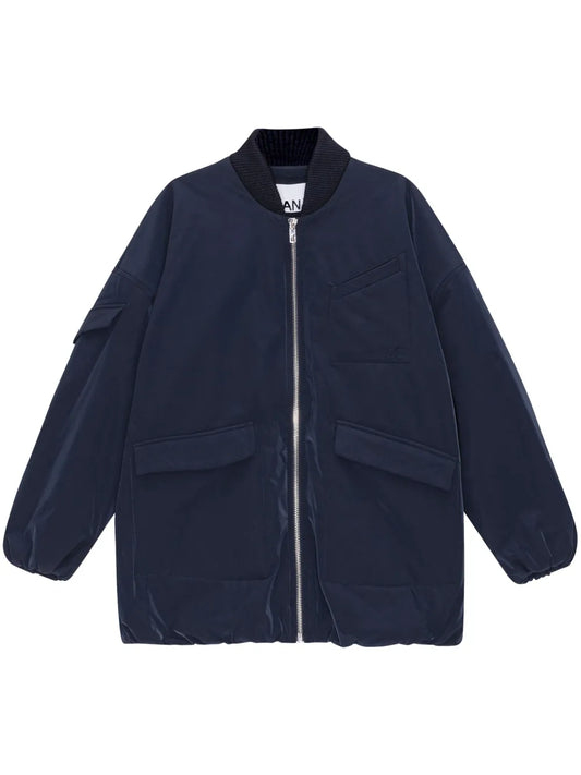 Oversized Multiple-Pocket Bomber Jacket