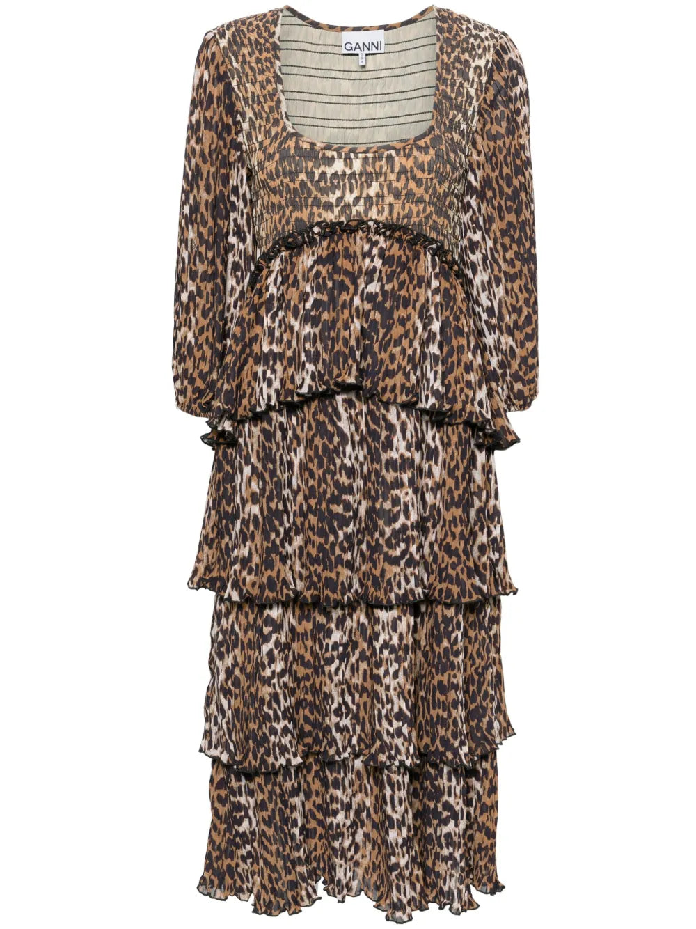 Leopard-Print Tiered Midi Dress