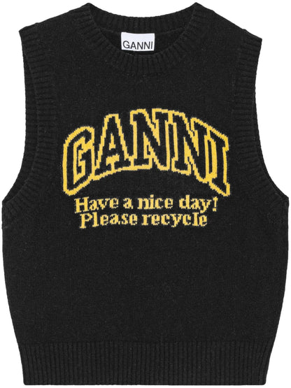 Intarsia-Knit Logo Crew-Neck Vest