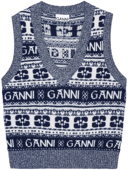 Logo-Intarsia Knitted Vest
