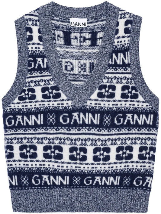 Logo-Intarsia Knitted Vest